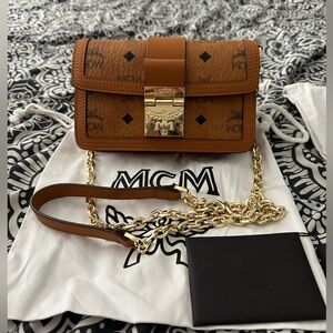 MCM Brown Leather Crossbody Bag